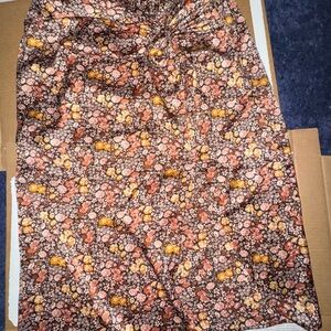 Floral Print Skirt in Brown and Pink